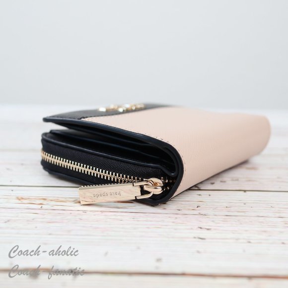 NWT Kate Spade Staci Colorblock Small Zip Around Wallet in Warm Beige Multi - Picture 5 of 8